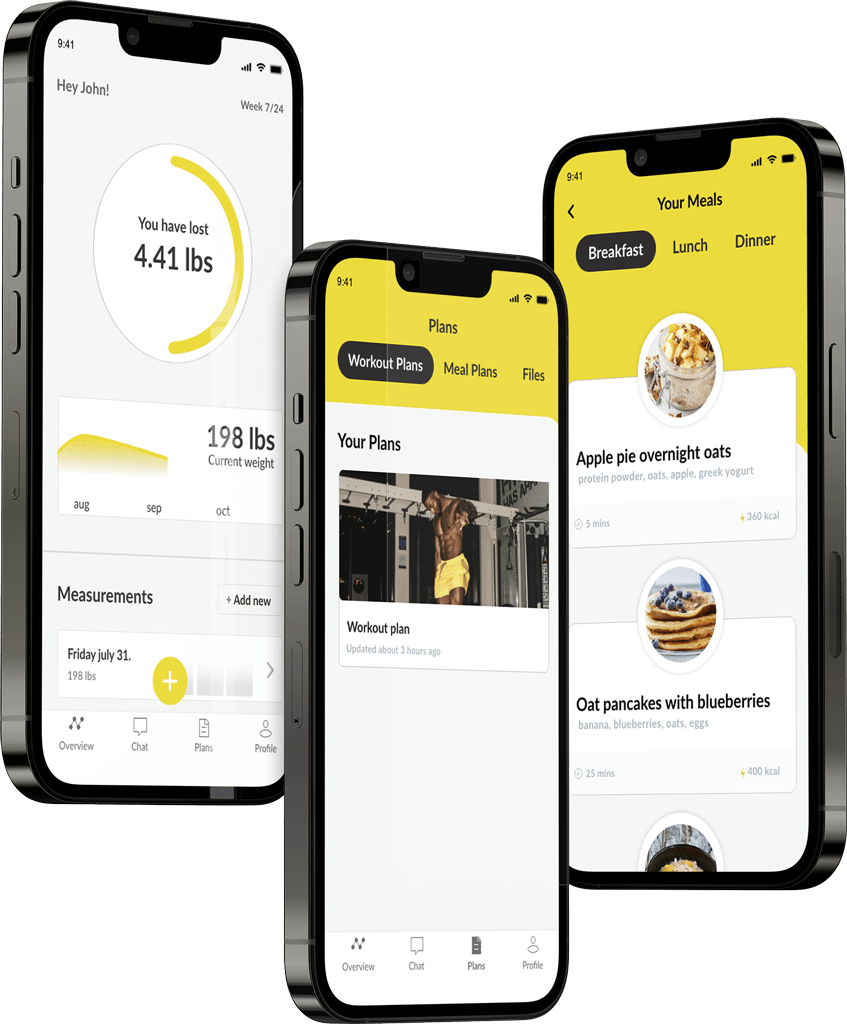 A mockup of the coaching app showcasing the features.